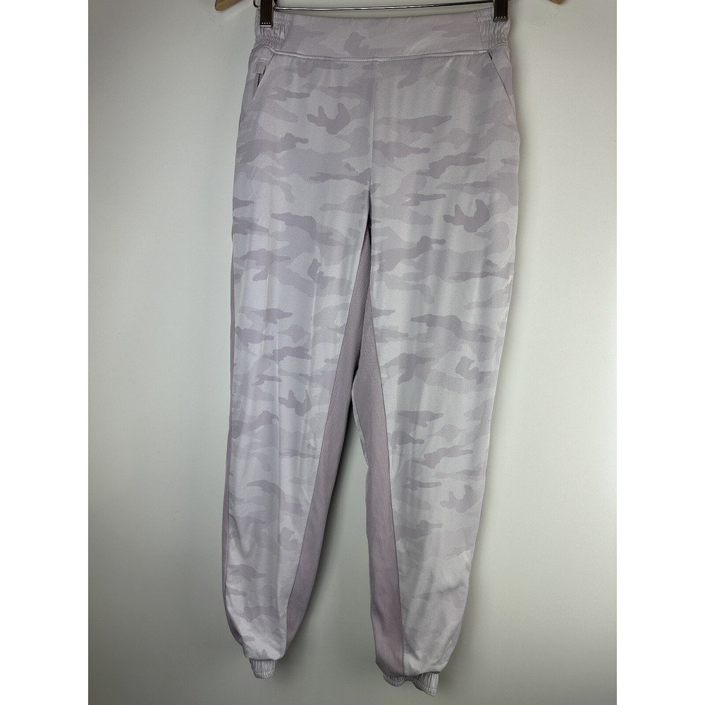 Athleta Brooklyn Lined Camo Jogger Pants Shasta Purple Taper Pants Size 0 Sporty - Picture 2 of 14